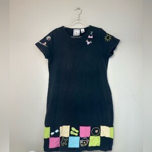 Michael Simon Lite Black dress swimsuit cover up beach with Embroidery large